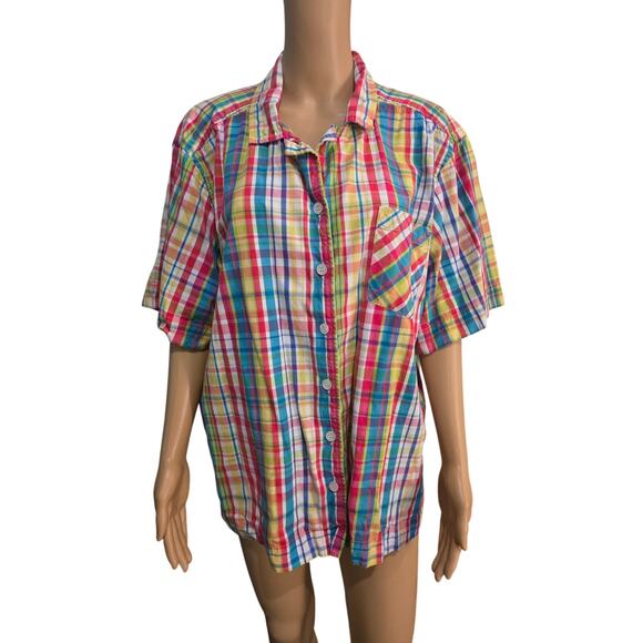 Erika Tops - Erika multi color plaid button down 3X